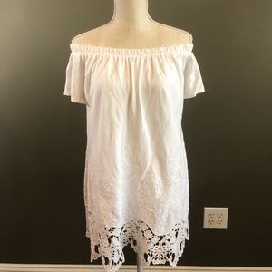 Lane Bryant Off Shoulder White Top with Lace Bottom Size 14/16